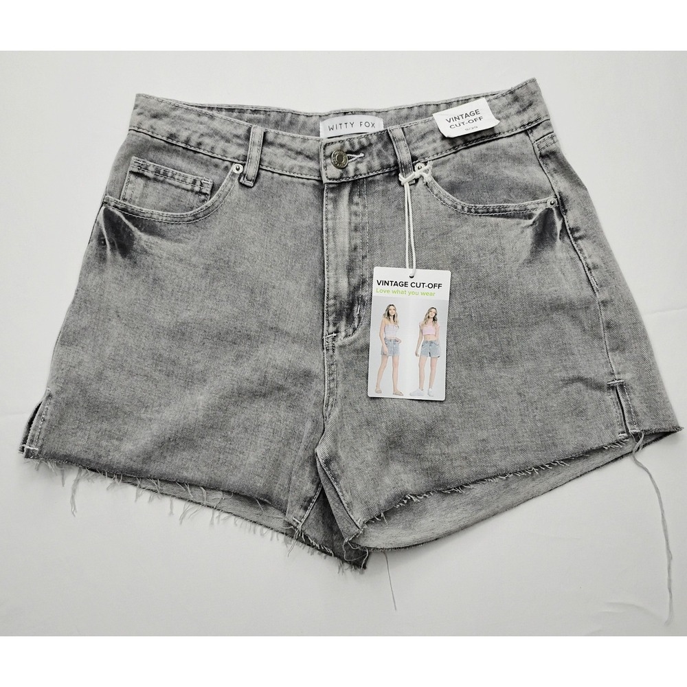 Witty Fox Shorts Jean Vintage Cut-off 9/29 Black Acid Wash 4 in inseam